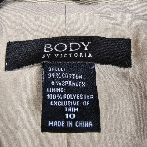 Body by Victoria Tan 2 Button Blazer 10 Stretch Utility Safari Neutral Office - Picture 7 of 7